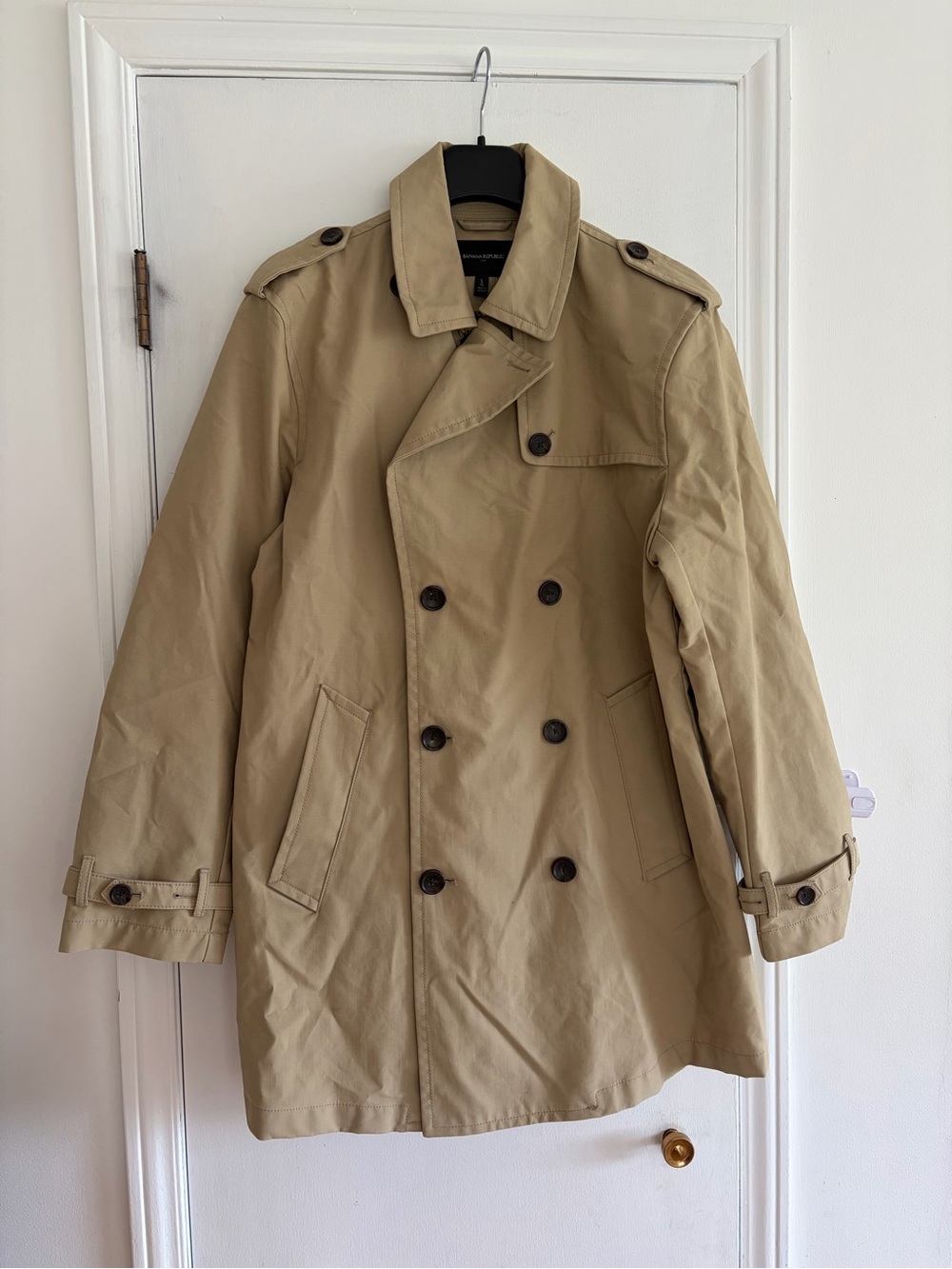 Classic Men's Khaki banana republic Trench Coat - Double-Breasted Jacket